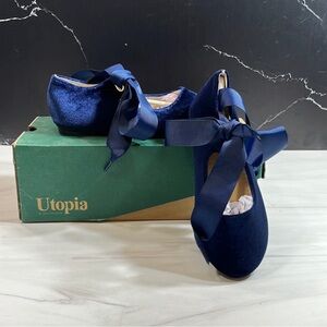 Utopia Nova Toddler Girl Ballet Flats Suede Navy sz. 11
